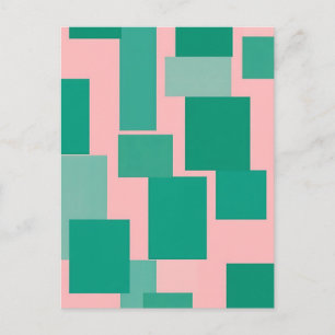 Tealrosa-Farbblockmuster modernes Abstract  Postkarte