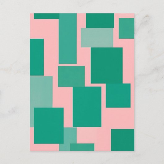 Tealrosa-Farbblockmuster modernes Abstract  Postkarte (Vorderseite)