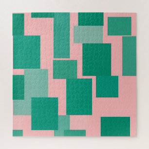 Tealrosa-Farbblockmuster modernes Abstract Puzzle