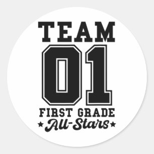 Team 1st Grade All-Stars Zurück zur Schule Sport J Runder Aufkleber