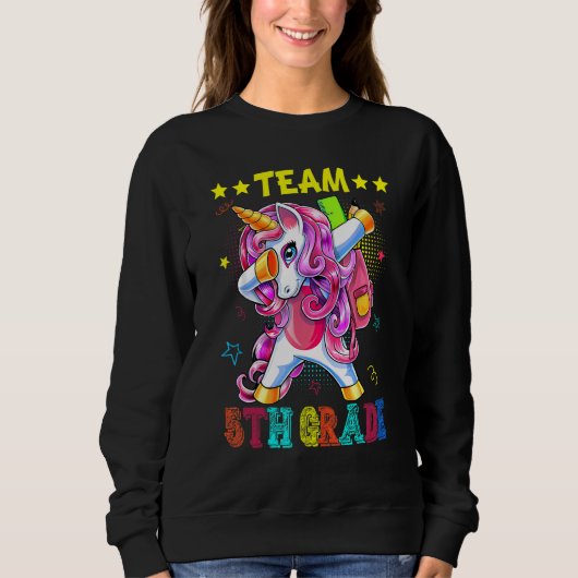 Team 5th Grade Unicorn  Student Teacher Back To Sc Sweatshirt (Vorderseite)