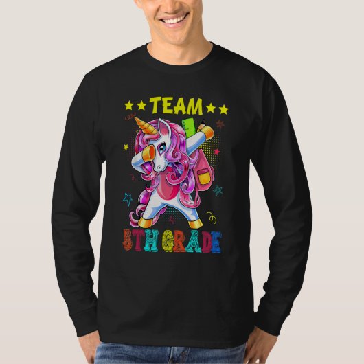 Team 5th Grade Unicorn Student Teacher Back To Sc T-Shirt (Vorderseite)