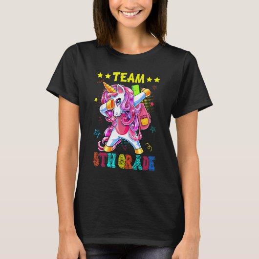 Team 5th Grade Unicorn  Student Teacher Back To Sc T-Shirt (Vorderseite)