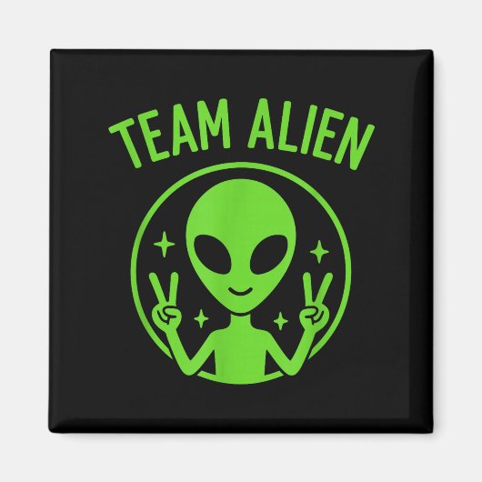 Team Alien – Funny Green Extraterrestrial Peace Si Magnet (Vorne)