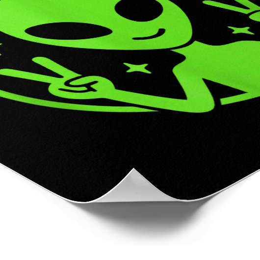 Team Alien – Funny Green Extraterrestrial Peace Si Poster (Ecke)