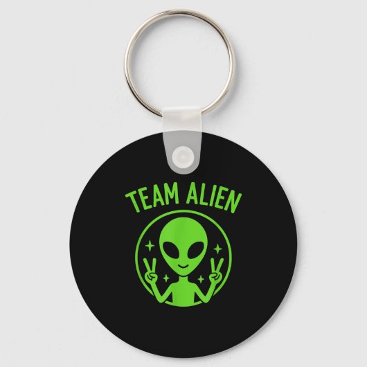 Team Alien – Funny Green Extraterrestrial Peace Si Schlüsselanhänger (Vorderseite)