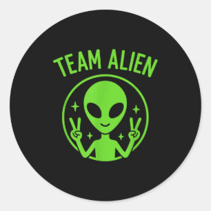 Team Alien – Lustiger grüner außerirdischer Friede Runder Aufkleber