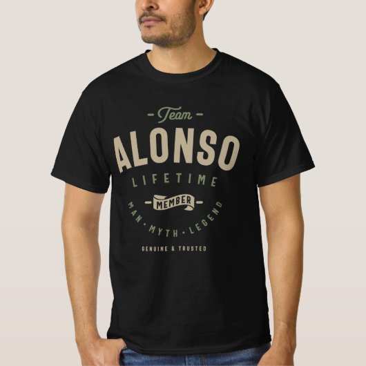 Team Alonso Lifetime Personalisiert Name T-Shirt (Vorderseite)