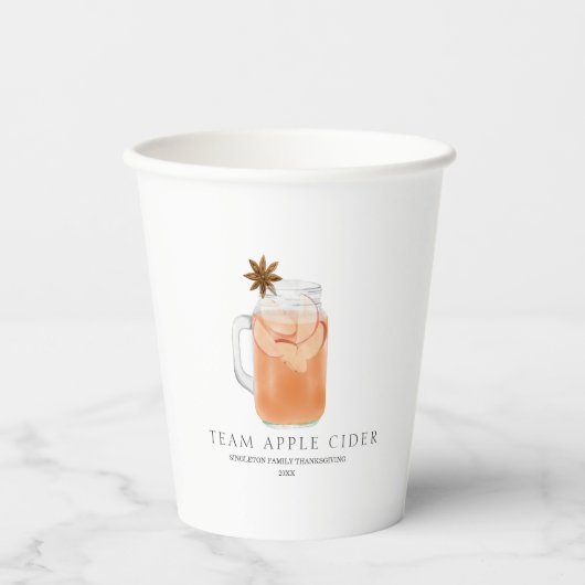 Team Apple Cider Erntedank Fall Pappbecher (Vorderseite)