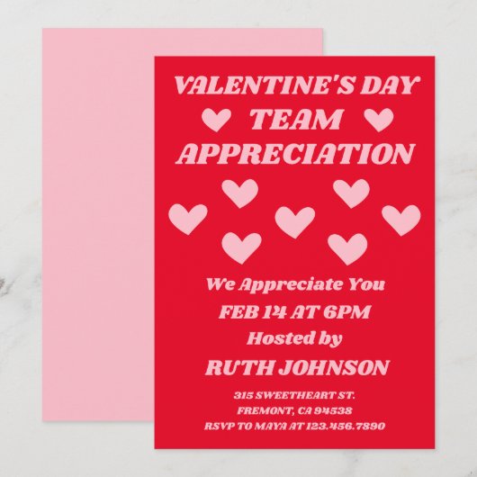 Team Appreciation Valentine Einladung (Vorne/Hinten)