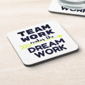 Team-Arbeit macht die Traumarbeit Getränkeuntersetzer (Linke Seite)