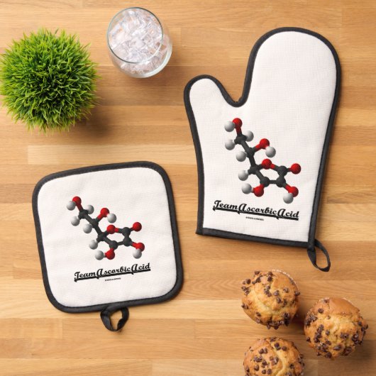 Team Ascorbinsäure (Chemische Molekül Vitamin C) Ofenhandschuh & Topflappen-Set (Oben Unten)