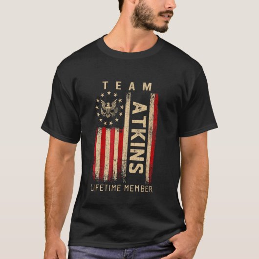 Team ATKINS Lifetime Member American Flag T-Shirt (Vorderseite)