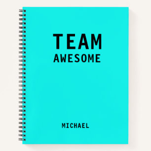 Team Awesome Aqua Personalisierter Name Notizblock
