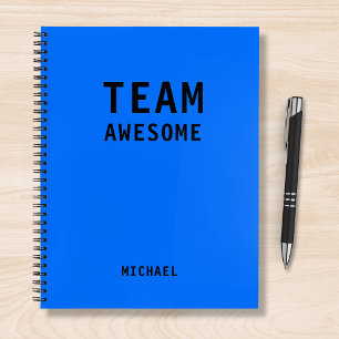 Team Awesome Neon Blau Personalisierter Name Notizblock