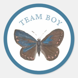 Team Baby Boy Eleganter Schmetterling Geschlechtse Runder Aufkleber