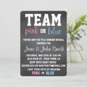 Team-blaues oder rosa Geschlecht decken Einladung (Stehend Vorderseite)