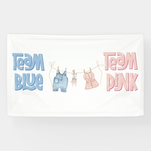 Team Blue and Pink Gender Reveal Banner (Horizontal)