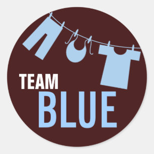 Team Blue Baby Clothes Gender-Team-Aufkleber Runder Aufkleber