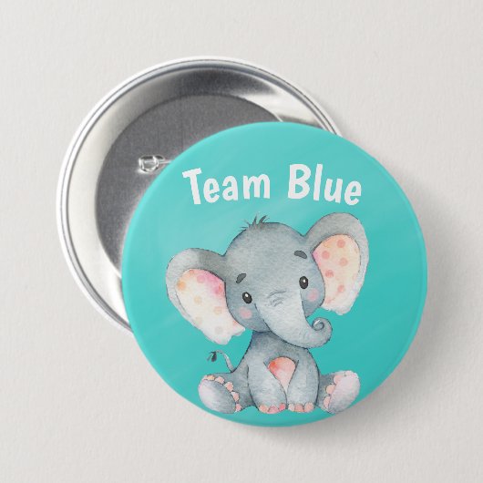 Team Blue Baby Elephant Baby Shooting Game Button (Vorne & Hinten)