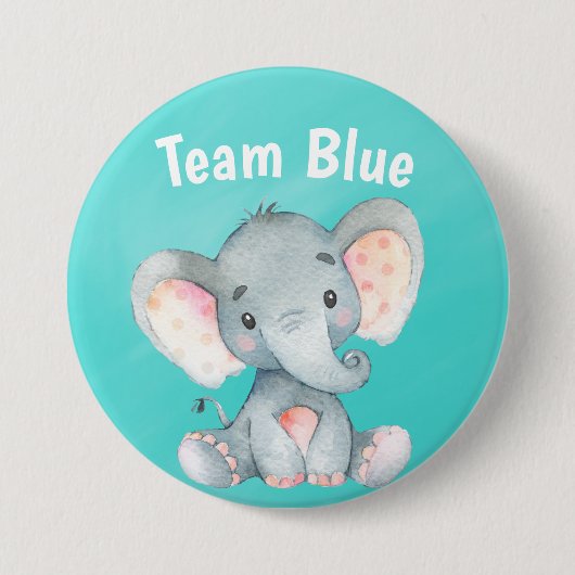 Team Blue Baby Elephant Baby Shooting Game Button (Vorderseite)