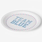 Team Blue Baby Gender Reveal Party Teller (Schrägansicht)