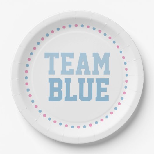 Team Blue Baby Gender Reveal Party Teller (Vorderseite)