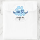 Team Blue Balloons Gender Reveal Party White Runder Aufkleber (Tasche)