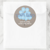 Team Blue | Blue Balloons Gender Reveal Party Runder Aufkleber (Tasche)