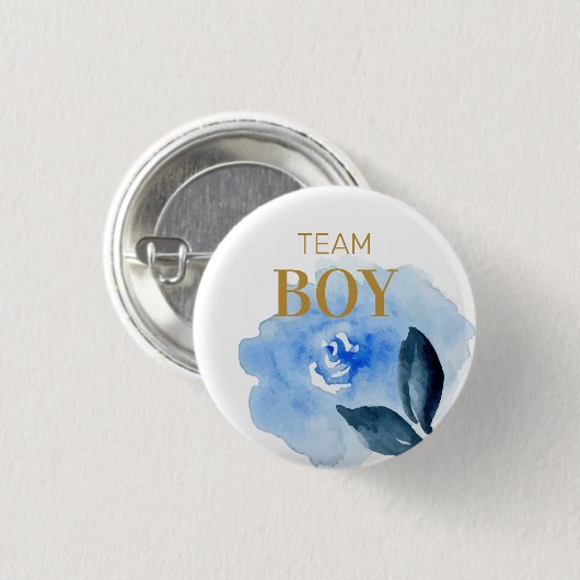 Team Blue Geschlecht enthüllt Babydusche Button (Vorne & Hinten)