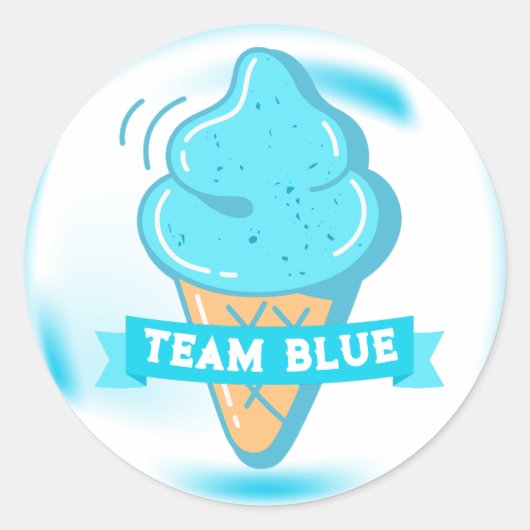 Team Blue Ice Cream Gender Reveve Gunst Runder Aufkleber (Vorderseite)