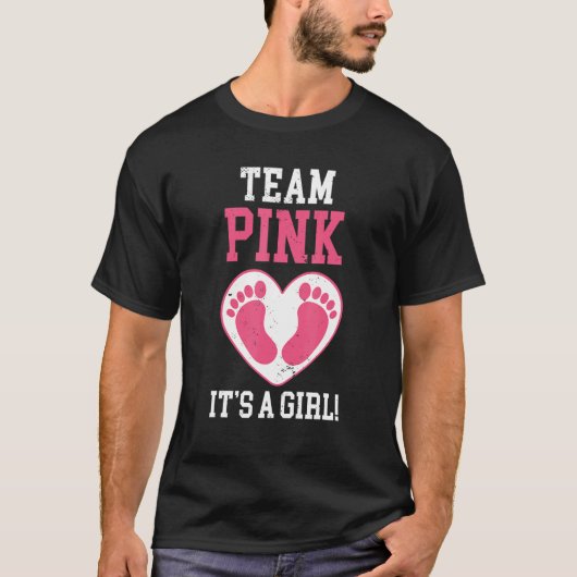 Team Blue It's A Girl Pregnancy Foot Print Gender  T-Shirt (Vorderseite)