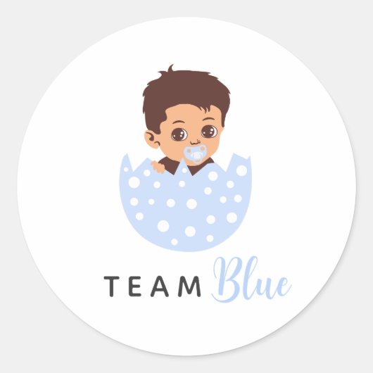 Team Blue Newborn Baby Boy In Hatched Egg Runder Aufkleber (Vorderseite)