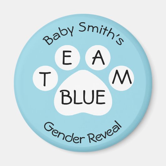 Team Blue Paw Print Gender Reveal Magnet (Vorne)
