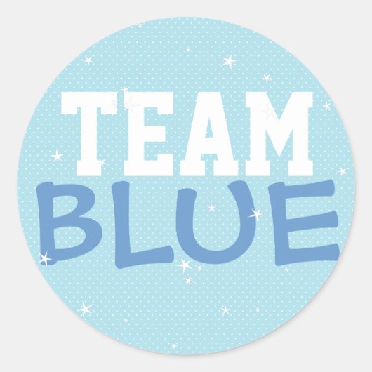 Team Blue Polka Dot & Stars Round Sticker (Vorderseite)
