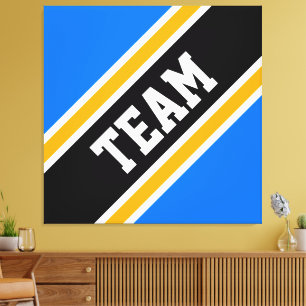 TEAM Bold Bright Blue Black Slant Rennstreifen Leinwanddruck