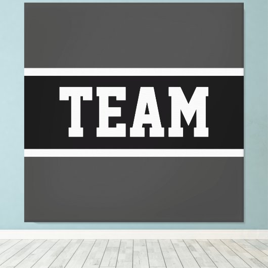 TEAM Bold Leichtathletik Dunkelgrau Schwarz-weiße Leinwanddruck (Insitu (Holzboden))