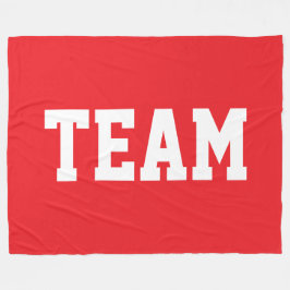 TEAM Bold White Athletic Text On Bright Sporty Red Fleecedecke