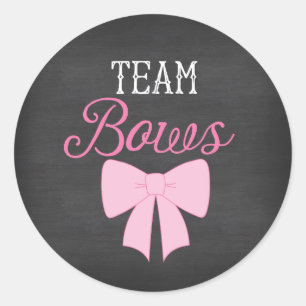 Team Bows Girl Gender Reveal Runder Aufkleber
