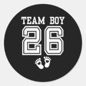 Team Boy 2026 Gender Reveal Baby Shower Matching F Runder Aufkleber (Vorderseite)