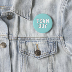 Team Boy Aqua Blue Baby Gender Reveal Party Button