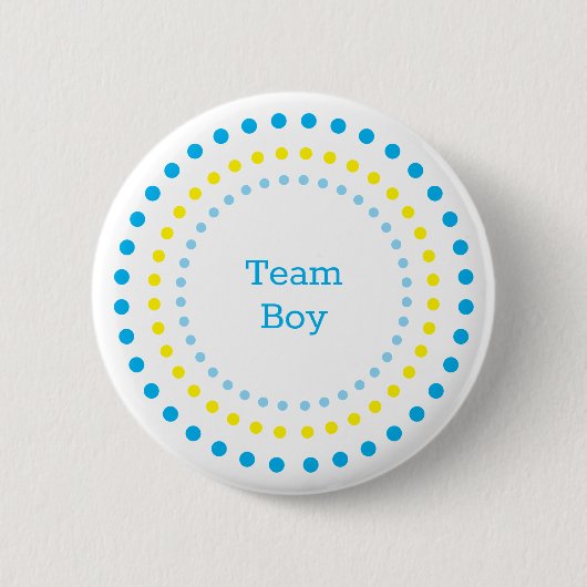 Team Boy Baby Shower Blau und Gelbe Punkte  Button (Vorderseite)