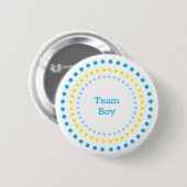 Team Boy Baby Shower Blau und Gelbe Punkte  Button (Vorne & Hinten)