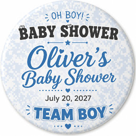 Team Boy Baby Shower Knöpfe Button