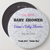 Team Boy Baby Shower Knöpfe Button (Vorne & Hinten)