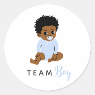 Team Boy Black Geschlecht Enthüllung Blau Baby Auf Runder Aufkleber