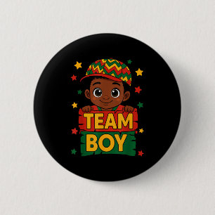 Team Boy Black Kids Gender Reveal Baby Ankündigung Button