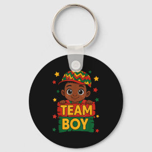 Team Boy Black Kids Gender Reveal Baby Ankündigung Schlüsselanhänger