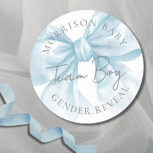 Team Boy Blue Bow Geschlechter-Enthüllung Runder Aufkleber