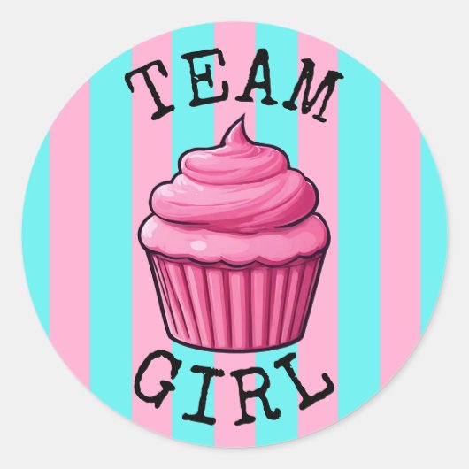 'Team Boy' Blue Cupcake Gender Reveal Runder Aufkleber (Vorderseite)